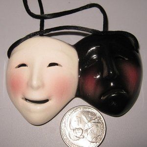 Comedy Tragedy Ceramic Mask Necklace